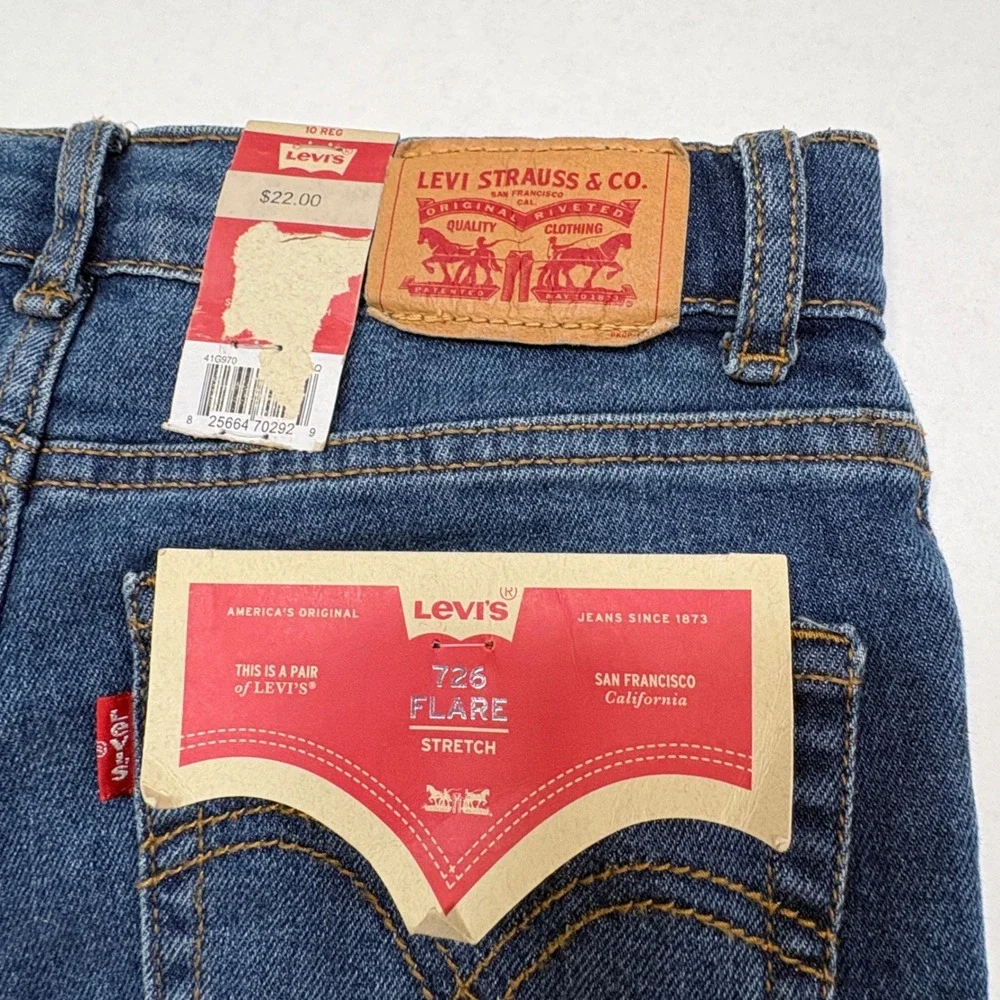 Levi's 726 Flare Jeans Kids Size 10 NWT‎ Blue High Rise Stretch Denim Retro Boho